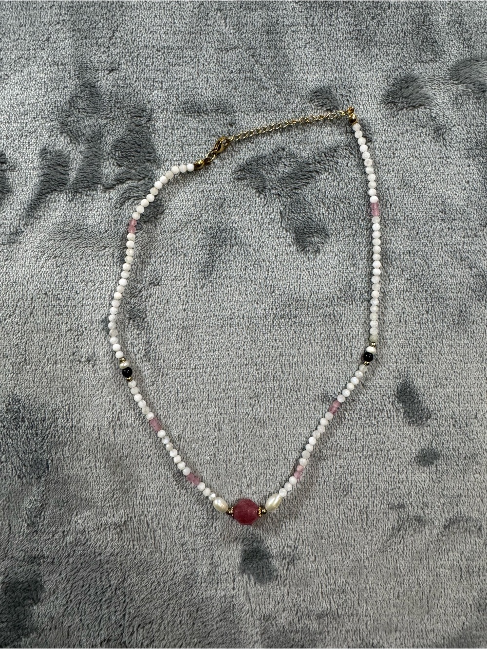Delicate Pink & White Beaded Necklace